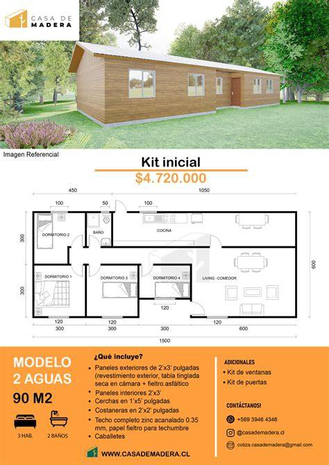 Casa prefabricada de madera de 90 metros cuadrados