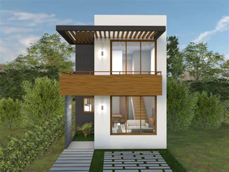 Casa de dos pisos en terreno estrecho