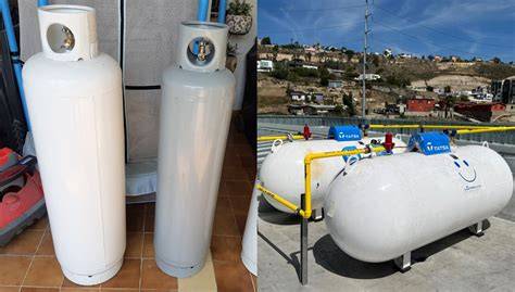Tanque de gas LP con muro protector