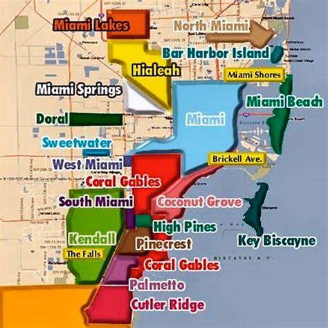 barrios principales de Miami mapa