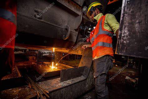 Trabajadores manipulando acero fundido