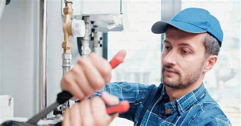 Gasfíter reparando cañería doméstica