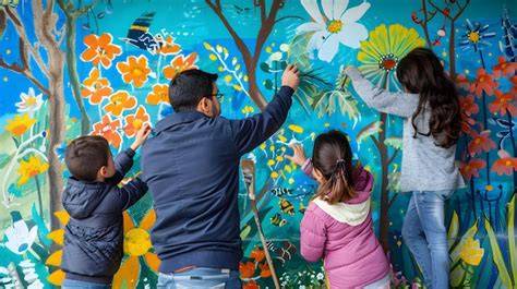 mural OPENING LINES niños teléfono rojo