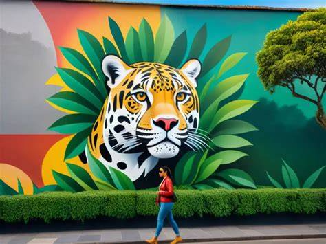 mural urbano realista de animales