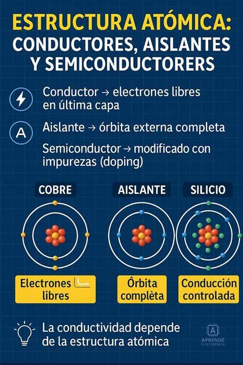 estructura atómica de conductor y aislante