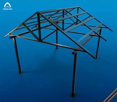 estructura triangular de techo con canaleta