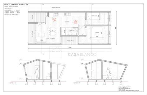 Plano de casa modular con cápsulas