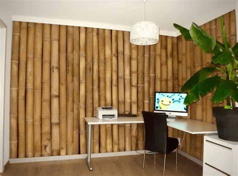paredes de bambu con efecto cálido