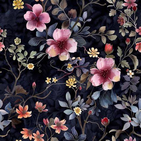Porcelanato floral sobre fondo oscuro