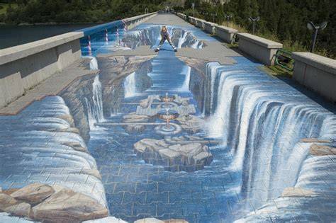 Anamorfosis mural pintura 3D perspectiva