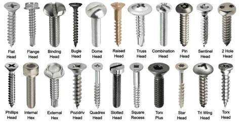 Tipos de tornillos autoperforantes y cabezas