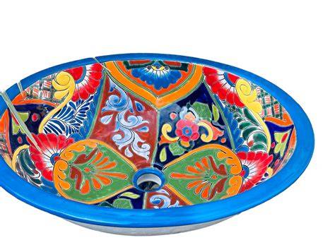 Lavamanos ovalado de Talavera mexicana
