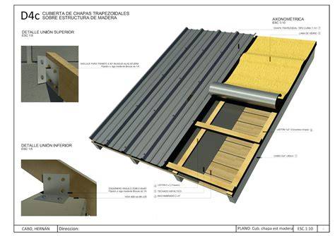 Esquema de cubierta con OSB membrana listones zinc