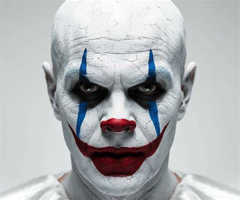 detalle de maquillaje de payaso siniestro