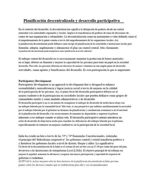 planificación participativa descentralizada esquema