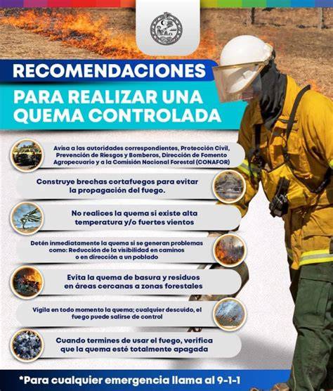 Esquema de quema controlada y franja cortafuegos