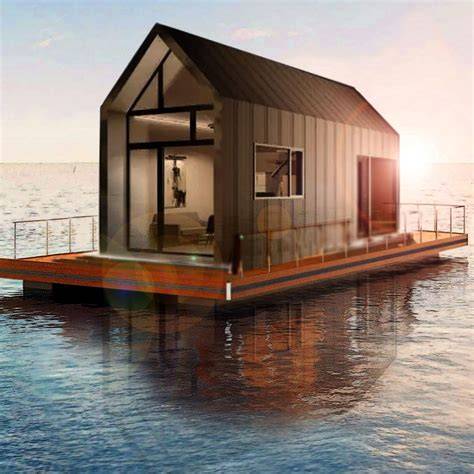 casa flotante con atrio y terraza