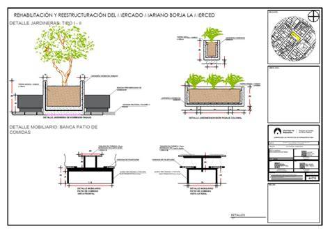 Detalle constructivo de jardinera de madera