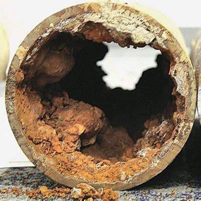 Sarro acumulado en cañería de agua caliente