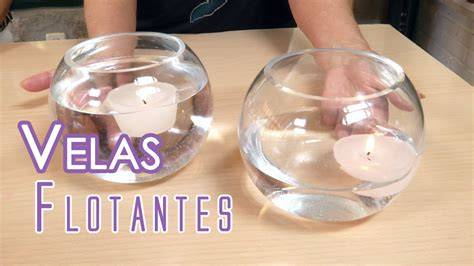 colocación segura de velas flotantes en cuenco
